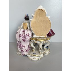 GRUPPO SCULTOREO PORCELLANA Capodimonte SCENA GALANTE DAME SPECCHIO GENTILUOMO