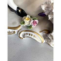 GRUPPO SCULTOREO PORCELLANA Capodimonte SCENA GALANTE DAME SPECCHIO GENTILUOMO