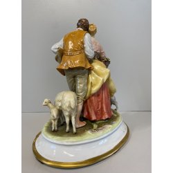 GRUPPO SCULTOREO PORCELLANA Capodimonte B. Merli SCENA PASTORALE FIORAIA PASTORE