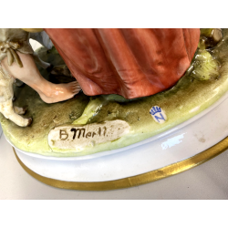 GRUPPO SCULTOREO PORCELLANA Capodimonte B. Merli SCENA PASTORALE FIORAIA PASTORE