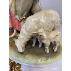 GRUPPO SCULTOREO PORCELLANA Capodimonte B. Merli SCENA PASTORALE FIORAIA PASTORE