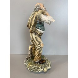FIGURA VECCHIO ORTOLANO PORCELLANA Capodimonte SMALTO POLICROMO DANNI 26 m/h '50