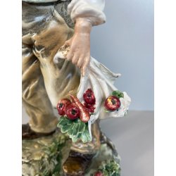 FIGURA VECCHIO ORTOLANO PORCELLANA Capodimonte SMALTO POLICROMO DANNI 26 m/h '50