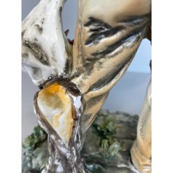 FIGURA VECCHIO ORTOLANO PORCELLANA Capodimonte SMALTO POLICROMO DANNI 26 m/h '50