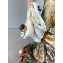 FIGURA VECCHIO ORTOLANO PORCELLANA Capodimonte SMALTO POLICROMO DANNI 26 m/h '50
