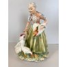 FIGURA PORCELLANA Capodimonte C. Mollica ANZIANA CONTADINA NUTRE POLLI 22,5cm/h