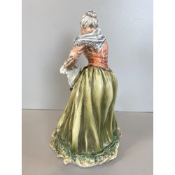 FIGURA PORCELLANA Capodimonte C. Mollica ANZIANA CONTADINA NUTRE POLLI 22,5cm/h