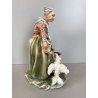 FIGURA PORCELLANA Capodimonte C. Mollica ANZIANA CONTADINA NUTRE POLLI 22,5cm/h