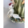 FIGURA PORCELLANA Capodimonte C. Mollica ANZIANA CONTADINA NUTRE POLLI 22,5cm/h