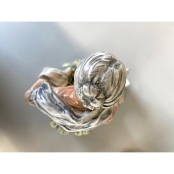 FIGURA PORCELLANA Capodimonte C. Mollica ANZIANA CONTADINA NUTRE POLLI 22,5cm/h