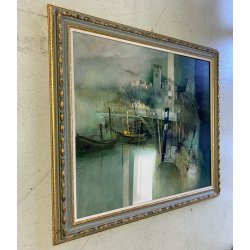 GRANDE QUADRO DIPINTO OLIO Mario Tosi COMPOSIZIONE ASTRATTA ARCHITETTURE VENEZIA