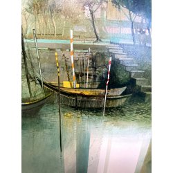 GRANDE QUADRO DIPINTO OLIO Mario Tosi COMPOSIZIONE ASTRATTA ARCHITETTURE VENEZIA