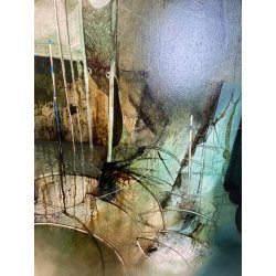 GRANDE QUADRO DIPINTO OLIO Mario Tosi COMPOSIZIONE ASTRATTA ARCHITETTURE VENEZIA