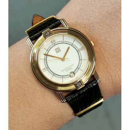 GIVENCHY Life OROLOGIO POLSO DORATO quartz UOMO Vintage Wrist Watch MONTRE data