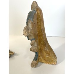 ANTICA COPPIA VASI D'ALTARE DECORO FLOREALE FREGI LEGNO EPOCA 1800