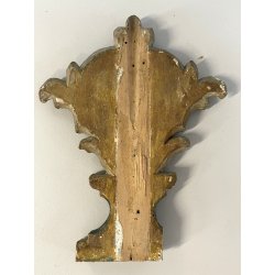 ANTICA COPPIA VASI D'ALTARE DECORO FLOREALE FREGI LEGNO EPOCA 1800