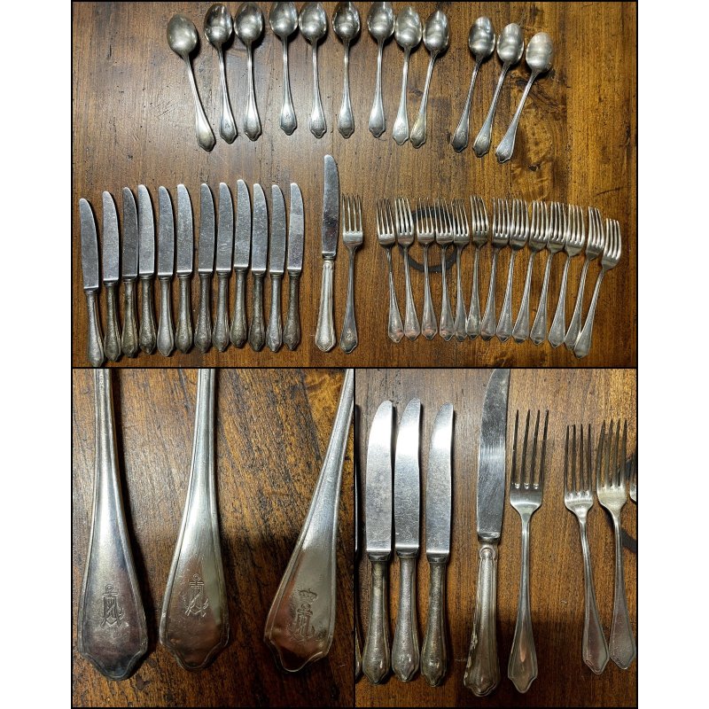BROGGI Krupp antico servizio POSATE 38pz MANICO TRILOBATO pubblicitarie alberghi