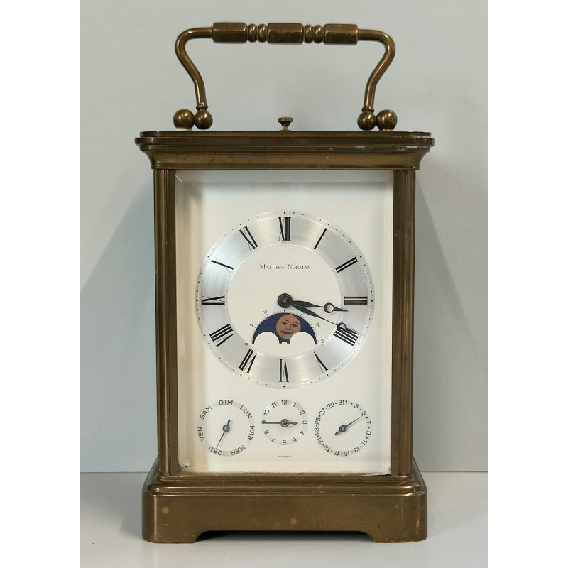 ANTICO OROLOGIO 8 giorni OFFICIER Matthew Norman Fasi Lunari Sveglia Calendario