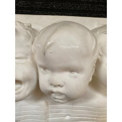 BASSORILIEVO GESSO BIANCO "CHERUBINI MUSICALI" VOLTI PUTTI BIMBI RIGO MUSICALE