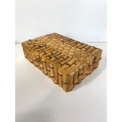 SCATOLA da GIOCO VINTAGE LEGNO BAMBOO PORTA CARTE FICHES DADI VINTAGE ANNI '50