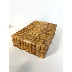 SCATOLA da GIOCO VINTAGE LEGNO BAMBOO PORTA CARTE FICHES DADI VINTAGE ANNI '50