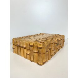 SCATOLA da GIOCO VINTAGE LEGNO BAMBOO PORTA CARTE FICHES DADI VINTAGE ANNI '50