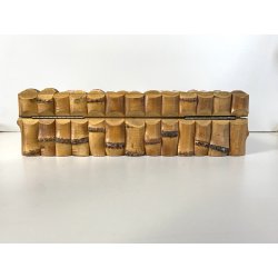 SCATOLA da GIOCO VINTAGE LEGNO BAMBOO PORTA CARTE FICHES DADI VINTAGE ANNI '50