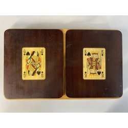SCATOLA da GIOCO VINTAGE in LEGNO CASINò PORTA CARTE FICHES ROULETTE PANNO GIOCO
