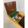 SCATOLA da GIOCO VINTAGE in LEGNO CASINò PORTA CARTE FICHES ROULETTE PANNO GIOCO