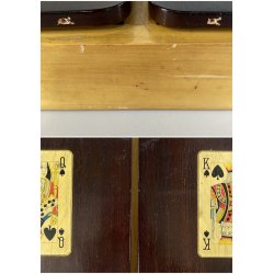 SCATOLA da GIOCO VINTAGE in LEGNO CASINò PORTA CARTE FICHES ROULETTE PANNO GIOCO