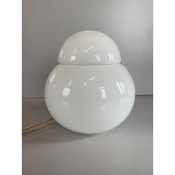 LAMPADA TAVOLO ABATJOUR Daruma DESIGN Sergio Asti VETRO OPALINO ø 19 cm '68