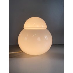 LAMPADA TAVOLO ABATJOUR Daruma DESIGN Sergio Asti VETRO OPALINO ø 19 cm '68