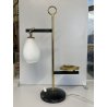 LAMPADA TAVOLO POSACENERE VETRO SATINATO METALLO DORATO NERO STILNOVO VINTAGE 50