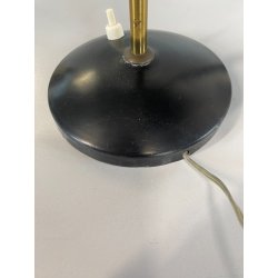 LAMPADA TAVOLO POSACENERE VETRO SATINATO METALLO DORATO NERO STILNOVO VINTAGE 50