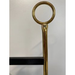 LAMPADA TAVOLO POSACENERE VETRO SATINATO METALLO DORATO NERO STILNOVO VINTAGE 50