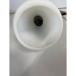 LAMPADA TAVOLO POSACENERE VETRO SATINATO METALLO DORATO NERO STILNOVO VINTAGE 50