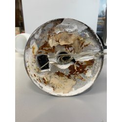 LAMPADA TAVOLO POSACENERE VETRO SATINATO METALLO DORATO NERO STILNOVO VINTAGE 50