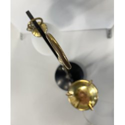 LAMPADA TAVOLO POSACENERE VETRO SATINATO METALLO DORATO NERO STILNOVO VINTAGE 50