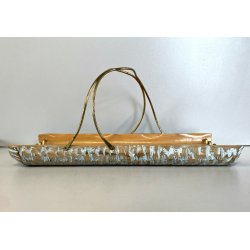 CESTINO VINTAGE IN LEGNO MANICO METALLO DORATO DESIGN Aldo Tura MACABO ANNI '50s