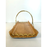 CESTINO VINTAGE IN LEGNO MANICO METALLO DORATO DESIGN Aldo Tura MACABO ANNI '50s