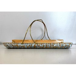 CESTINO VINTAGE IN LEGNO MANICO METALLO DORATO DESIGN Aldo Tura MACABO ANNI '50s