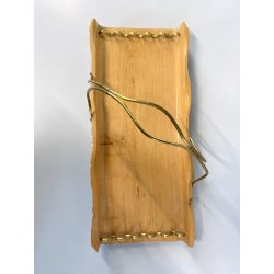 CESTINO VINTAGE IN LEGNO MANICO METALLO DORATO DESIGN Aldo Tura MACABO ANNI '50s