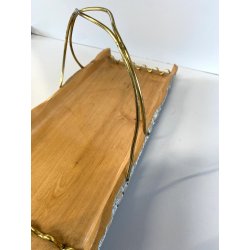 CESTINO VINTAGE IN LEGNO MANICO METALLO DORATO DESIGN Aldo Tura MACABO ANNI '50s