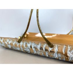 CESTINO VINTAGE IN LEGNO MANICO METALLO DORATO DESIGN Aldo Tura MACABO ANNI '50s