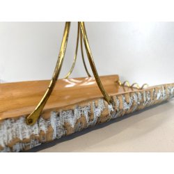 CESTINO VINTAGE IN LEGNO MANICO METALLO DORATO DESIGN Aldo Tura MACABO ANNI '50s