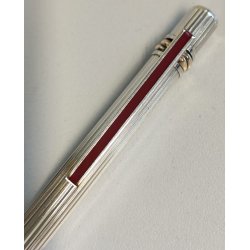 PENNA SFERA Must De Cartier TRINITY LACCA ROSSA ARGENTO vintage BALLPOINT PEN