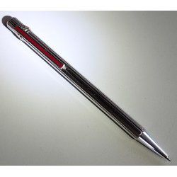 PENNA SFERA Must De Cartier TRINITY LACCA ROSSA ARGENTO vintage BALLPOINT PEN