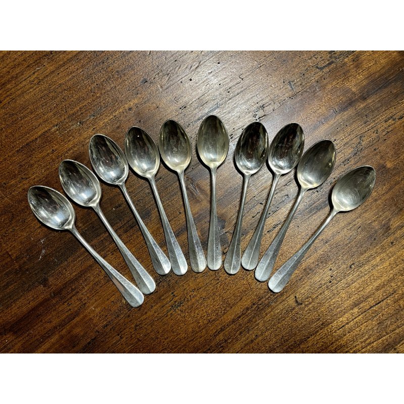 BROGGI CALDERONI antichi 10 cucchiaini da dessert POSATE stile art deco 14,2 cm
