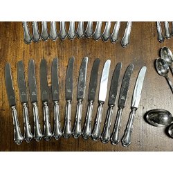 antico servizio POSATE 51 pz TRILOBATE firmate EMD90 coltelli forchette cucchiai