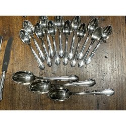 antico servizio POSATE 51 pz TRILOBATE firmate EMD90 coltelli forchette cucchiai